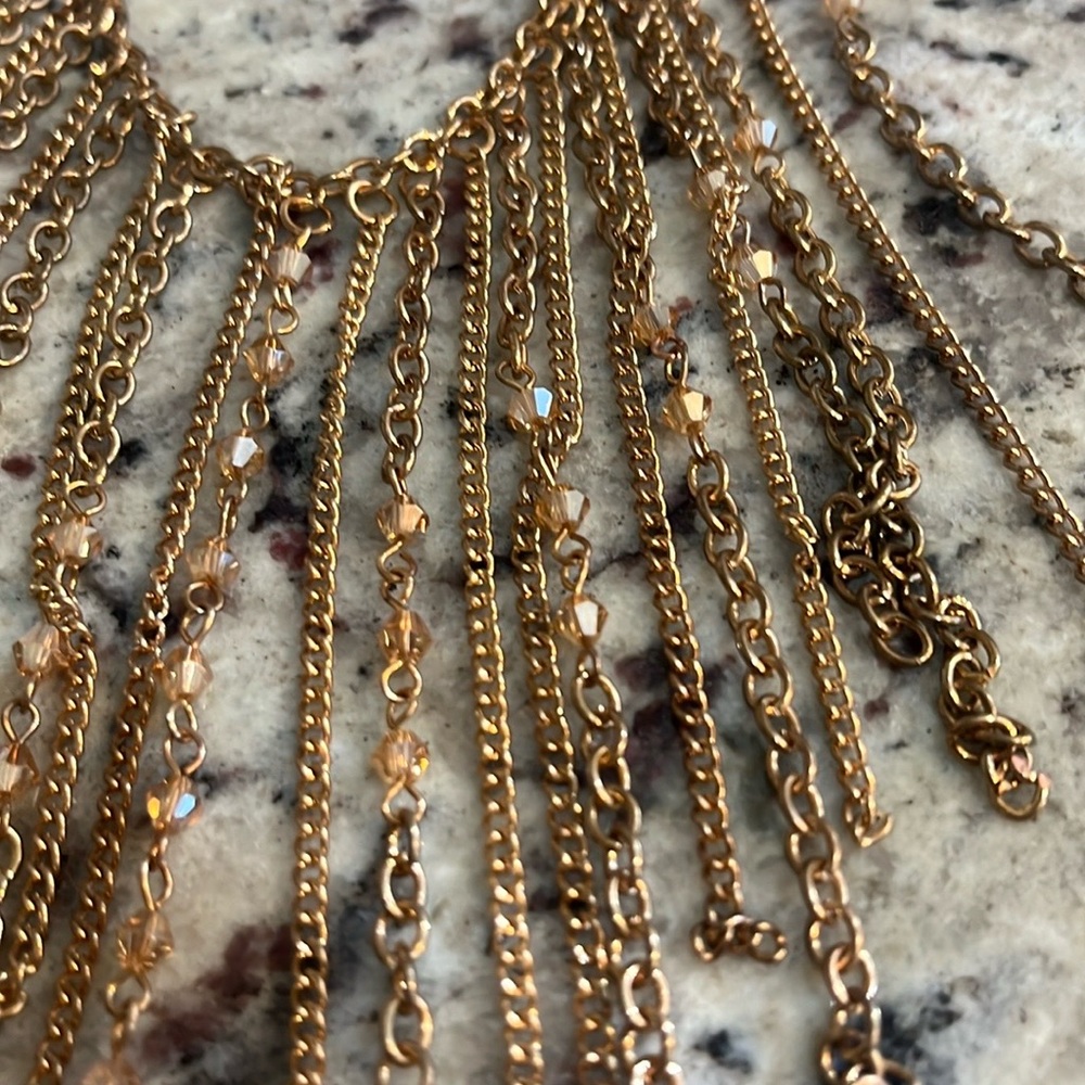 Paparazzi Gold Statement Necklace with Fringe Design and earrings set - Picture 4 of 9